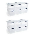 thumbnail image 1 of Rubbermaid Cleverstore 32 Quart Plastic Storage Tote Container w/ Lid (12 Pack), 1 of 6