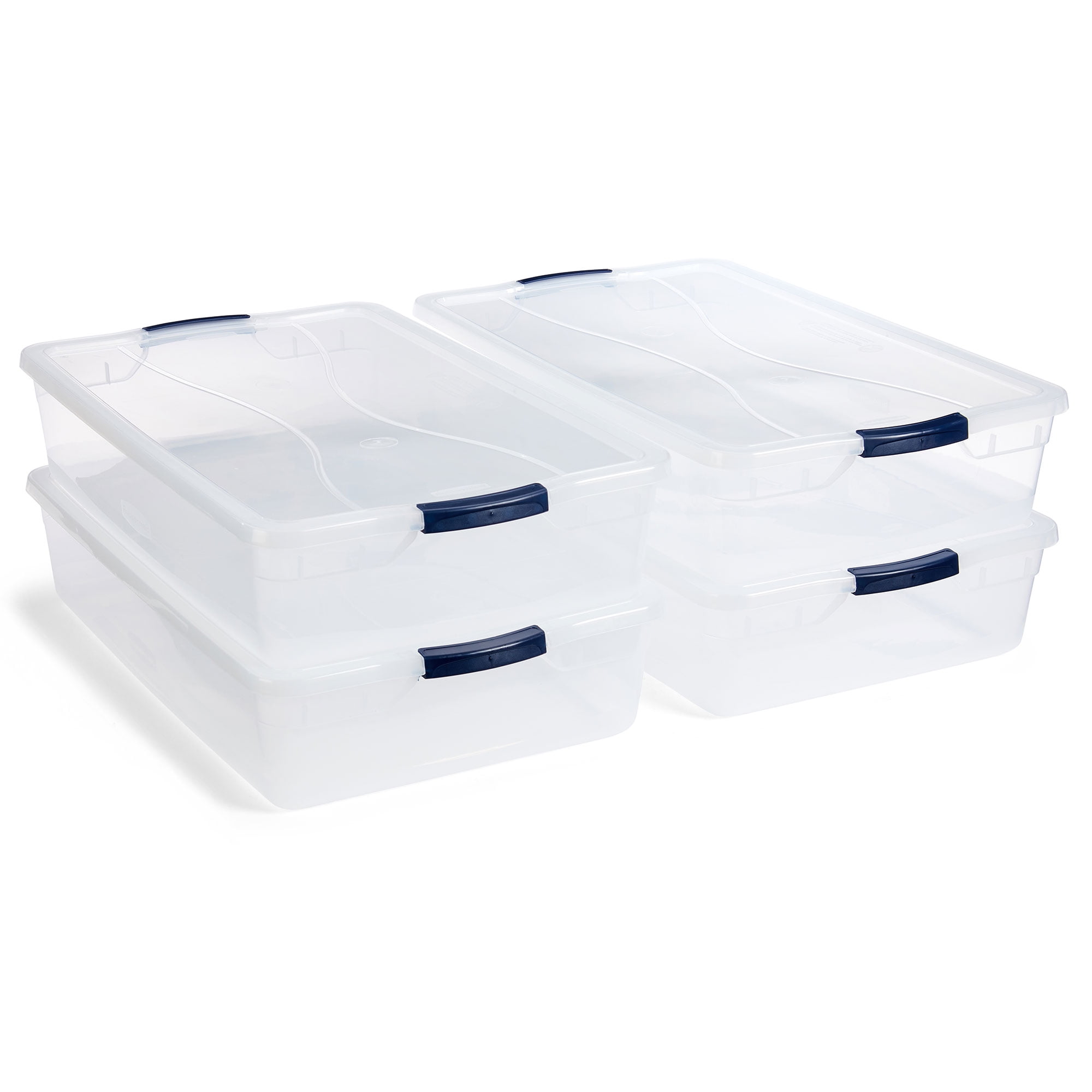 Clear Stackable Plastic Storage Bins with Latching Lids, 41 Qt, 4-Pack