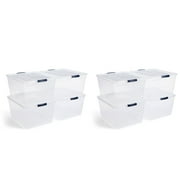 Rubbermaid Cleverstore 74 Qt Latching Plastic Storage Container (8 Pack)