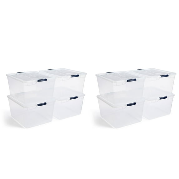Rubbermaid Cleverstore 74 Qt Latching Plastic Storage Container (8 Pack)