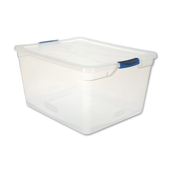 Rubbermaid Clever Store Basic Latch-Lid Container, 17.75 gal, 18.63" x 23.5" x 12.25", Clear