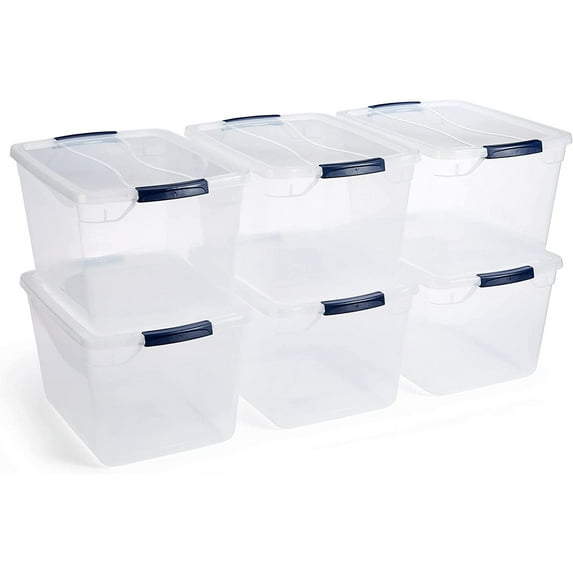 Rubbermaid® Cleverstore Storage Tote With Latching Lid, 30 Qt, 18-3/4" x 13-3/8" x 10-1/2", Clear