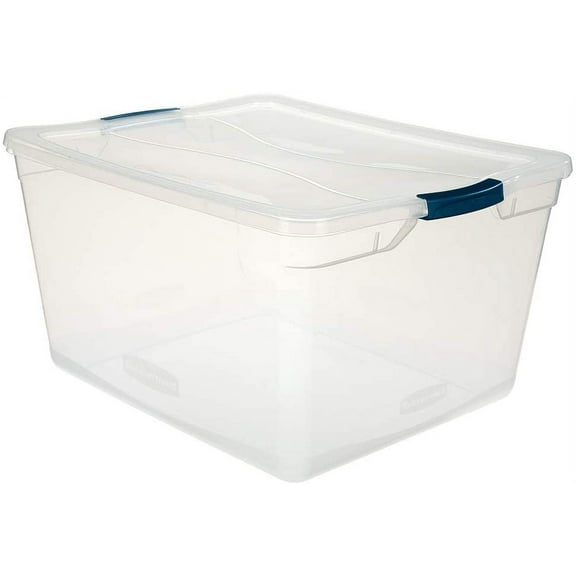 Rubbermaid Cleverstore Clear 71 QT Pack of 4 Stackable Large Storage Containers with Durable Latching Clear Lids
