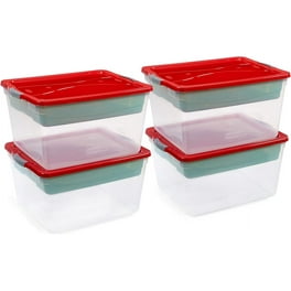 Rubbermaid Takealongs Christmas 2 Large Rectangles Containers Dk Red 1.1  Gallon