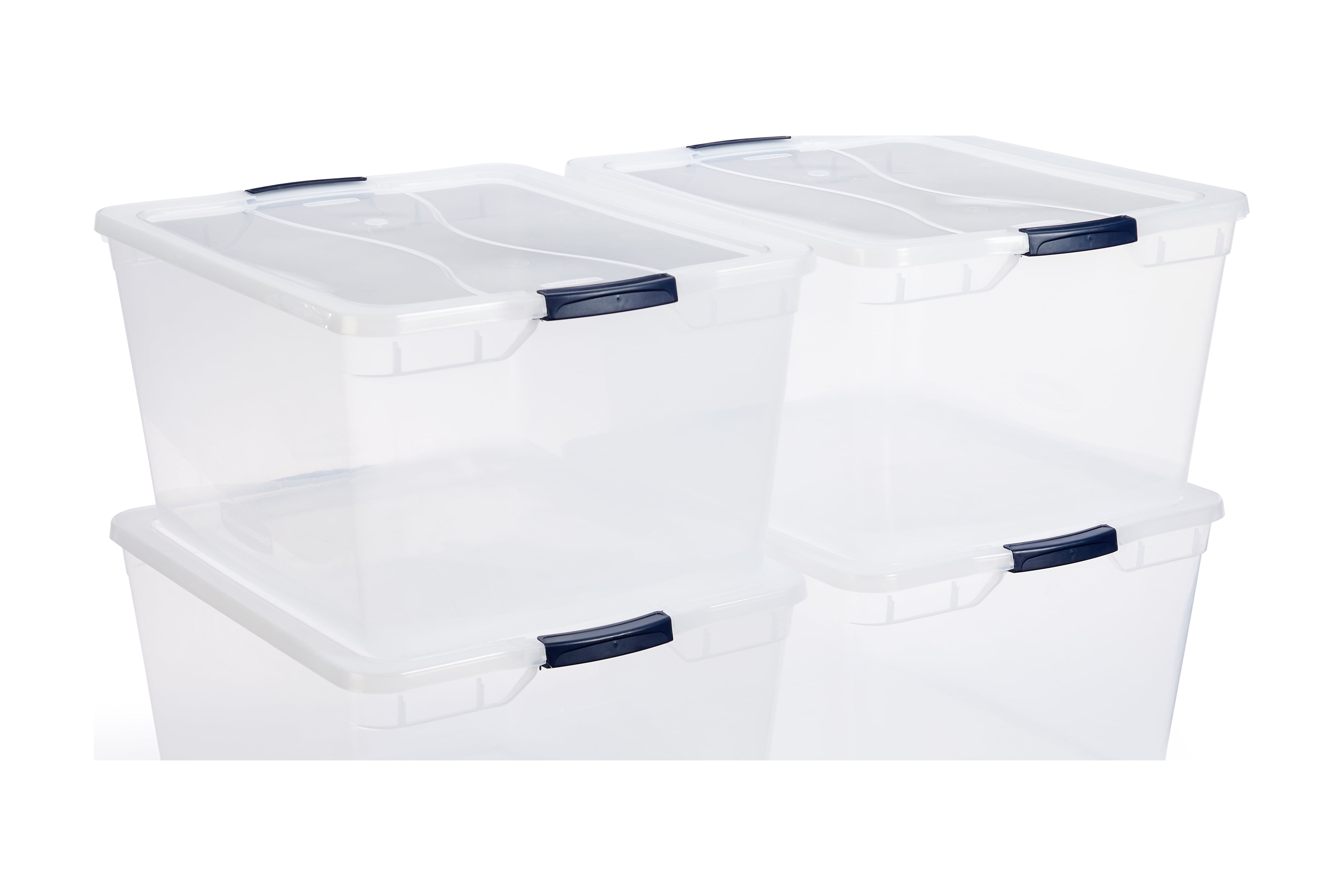 Rubbermaid Cleverstore Clear 71 Qt Plastic Storage Tote w/ Lid, 4 Pack - image 1 of 7
