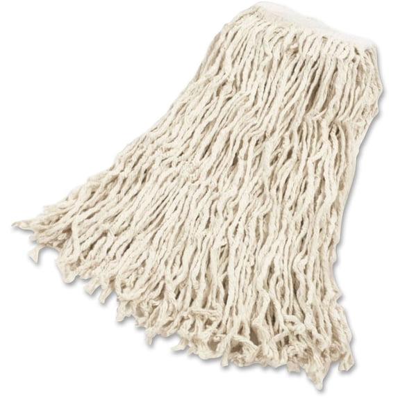Rubbermaid Commercial 1" Headband Value Cotton Wet Mop - Cotton - White | Bundle of 2 Cartons