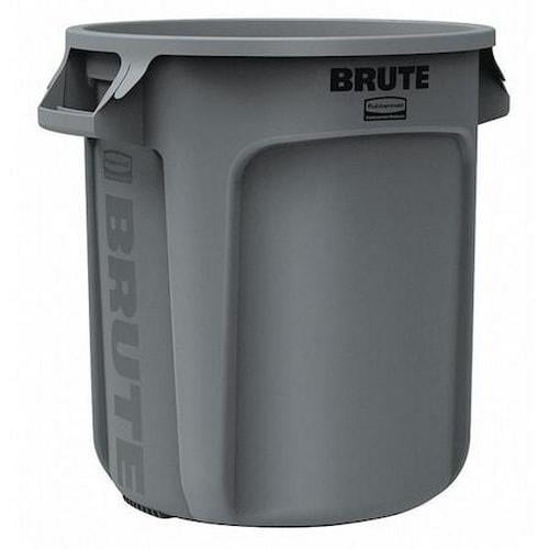 Rubbermaid Commercial 10 gal Round Trash Can, Gray, 15 5/8 in Dia, Open Top, Plastic