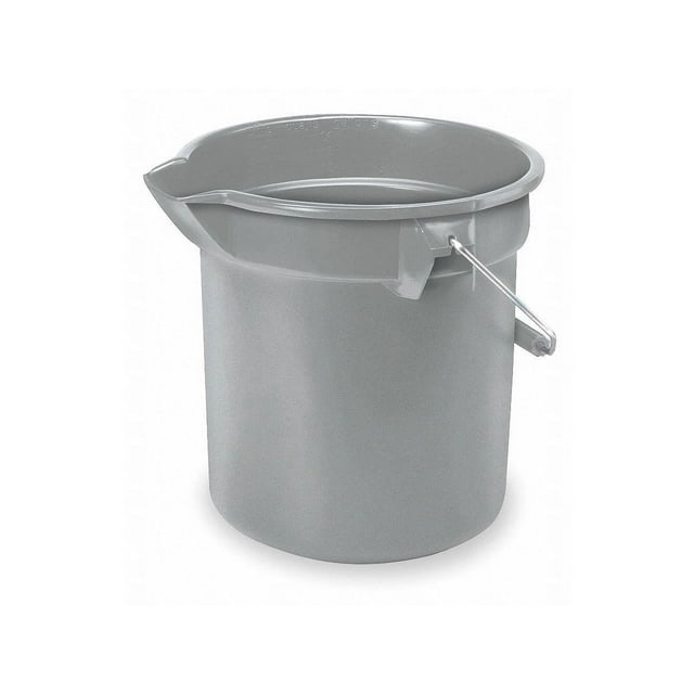 Rubbermaid Commercial 14-Quart Round Utility Bucket, 12" Diameter x 11-1/4"h, Gray Plastic
