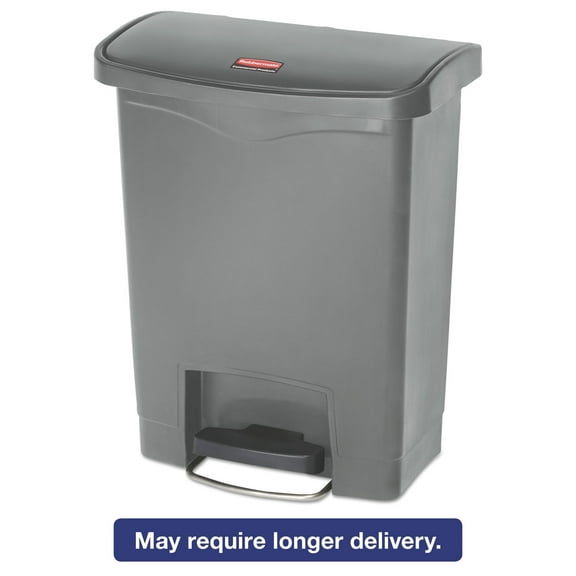Rubbermaid Commercial 1883600 Slim Jim Streamline 8 gal. Polyethylene Front Step Style Resin Step-On Container - Gray