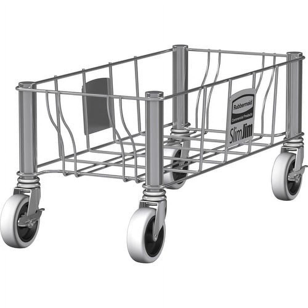 Rubbermaid Commercial 1968468 Slim Jim Stainless Steel Single Dolly for Slim Jim Containers - 100 lb Capacity - 3 Rubbermaid Commercial 1968468 Slim Jim Stainless Steel Single Dolly for Slim Jim Containers - 100 lb Capacity - 3