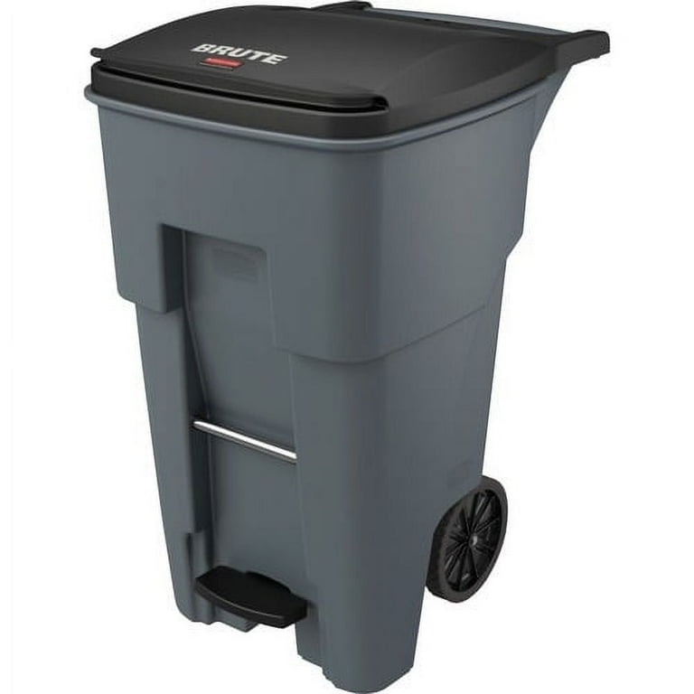 Brute Roll-Out Heavy-Duty Container, 65 gal, Polyethylene, Gray