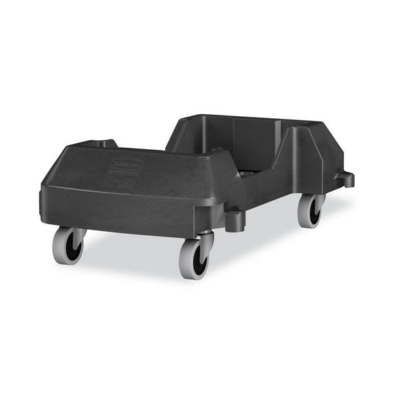 Rubbermaid Commercial 1980602 Slim Jim 23.86 in. x 14.71 in. x 8.36 in. 120 lb Capacity Resin Trainable Dolly - Black