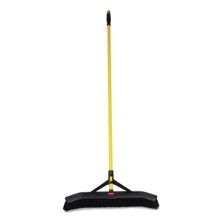 Rubbermaid Commercial 2186280 Maximizer 24 in. Polypropylene Bristles Push-to-Center Broom - Yellow/Black