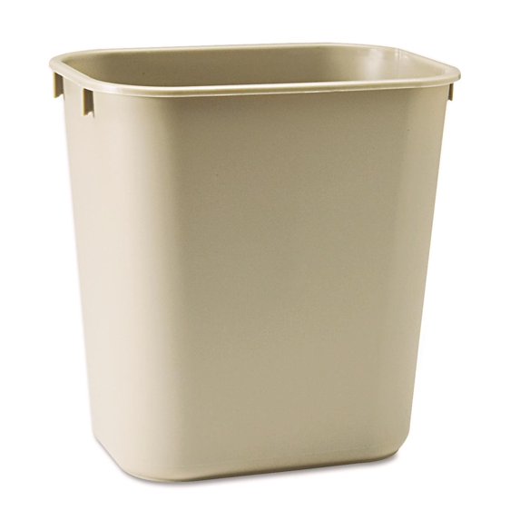 Simplehuman Rectangular Deskside Wastebasket - 3.5 Gallon, Beige, All-Plastic Construction