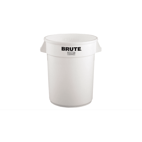 Rubbermaid Commercial 32 gal Round Trash Can, White, Open Top, Plastic