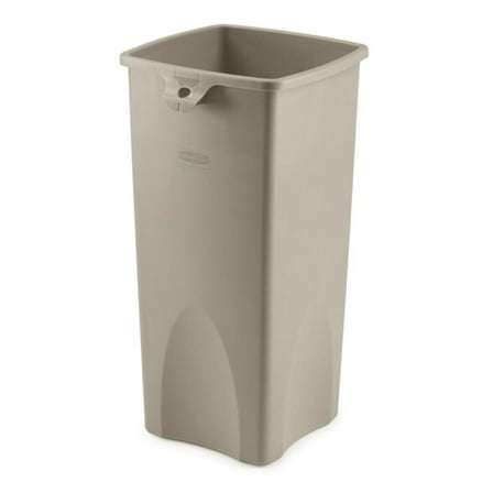 Rubbermaid Commercial Untouchable Waste Container Square Plastic 23gal Beige 356988BG