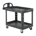 thumbnail image 1 of BRUTE Heavy Duty Ergo Handle Utility Cart, Lipped Shelf, Medium, Black, 1 of 8