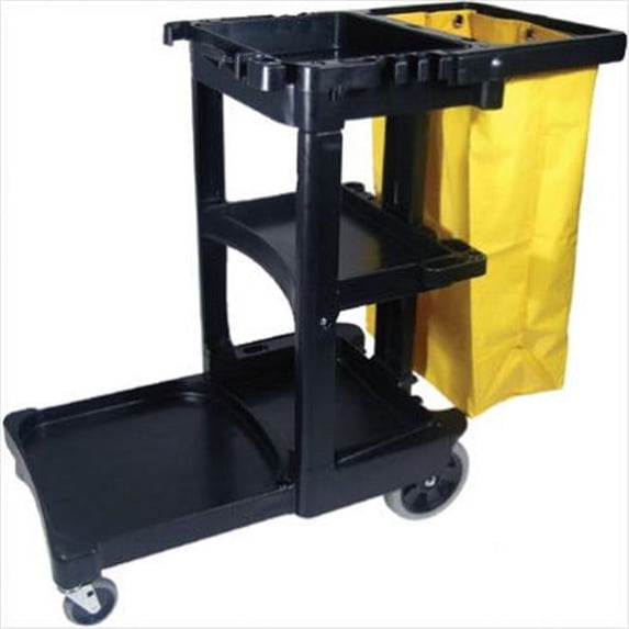 Rubbermaid Commercial 640-6173-88-BLA Janitor Cart W-Zippered Yellow Vinyl Bag