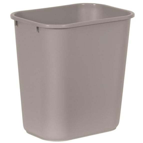 Rubbermaid Commercial Deskside Plastic Wastebasket Rectangular 7 gal Gray 295600GY