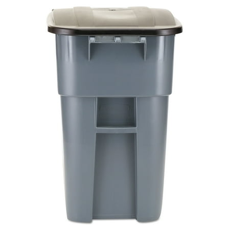 Rubbermaid Commercial Brute Rollout Container Square Plastic 50gal Gray 9W27GY
