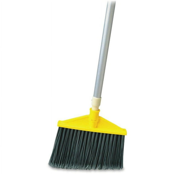 Rubbermaid Commercial Aluminum Handle Angle Broom - Polypropylene Bristle - 56" Handle Length - 1" Handle Diameter - Aluminum Handle - 1 Each - Gray