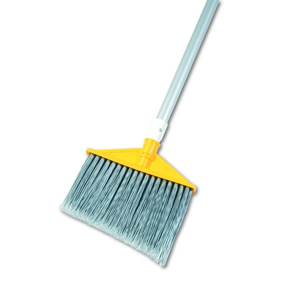 Rubbermaid Commercial Angle Broom, Metal Handle, Flagged Polypropylene Fill, Gray FG638500GRAY