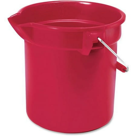 Rubbermaid Commercial Brute 10-quart Utility Bucket - 10 quart - Heavy Duty, Rust Resistant, Bend Resistant, Handle - 10.2" - Steel, High-density Polyethylene (HDPE) - Red, Nic | Bundle of 10 Each
