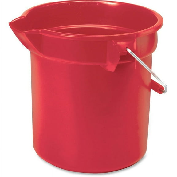 Rubbermaid Commercial Brute 14-quart Round Bucket - 14 quart - Rust Resistant, Heavy Duty, Stackable, Bend Resistant - 11.2" - Steel - Chrome, Nickel, Red - 1 Each | Bundle of 5 Each