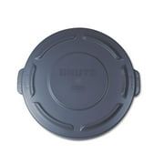 Rubbermaid Commercial FG261960GRAY 19.88 in. BRUTE Self-Draining Flat Top Lids for 20 gal. Round BRUTE Containers - Gray