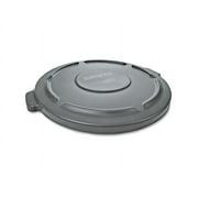 Rubbermaid Commercial FG261960GRAY 19.88 in. BRUTE Self-Draining Flat Top Lids for 20 gal. Round BRUTE Containers - Gray