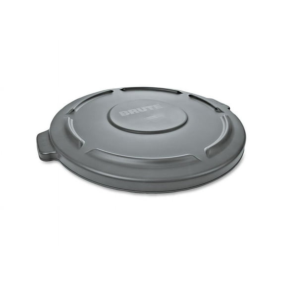 Rubbermaid Commercial FG261960GRAY 19.88 in. BRUTE Self-Draining Flat Top Lids for 20 gal. Round BRUTE Containers - Gray
