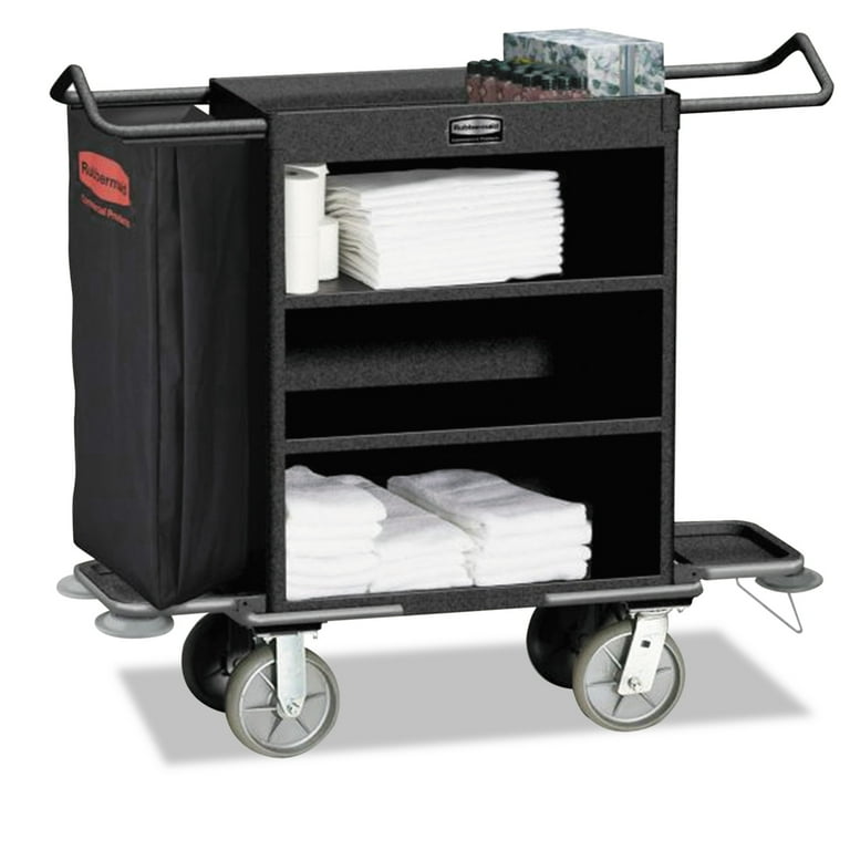 Rubbermaid Black Deluxe High-Security Metal Housekeeping Cart