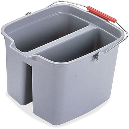 Rubbermaid Commercial Double Pail - Sturdy Handle - 10.1" x 13.9" - Plastic - Gray - 1 Each | Bundle of 2 Each