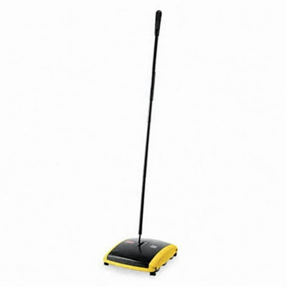 Rubbermaid Commercial Dual Action Sweeper- Boar/Nylon Bristles- 42'' Steel/Plastic Handle- Black/Yellow
