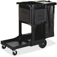 thumbnail image 1 of Rubbermaid Commercial Executive Janitor Cleaning Cart 3 Shelf - 8" , 4" Caster Size - x 21.8" Width x 46" Depth x 38" Height - Black - 1 Each, 1 of 3