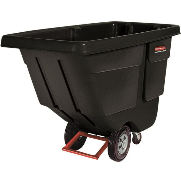 Rubbermaid Commercial Rotomolded Tilt Truck Rectangular Plastic 450-lb Cap. Black 1304BLA