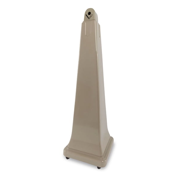 Rubbermaid Commercial FG257088BEIG 12.25 in. x 39.75 in. 1 gal. GroundsKeeper Pyramid Cigarette Waste Collector - Beige