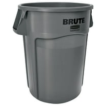 Rubbermaid Commercial FG264360GRAY Brute 44-Gallon Round Plastic Vented Container - Gray