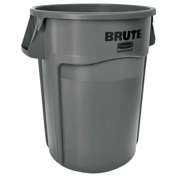 Rubbermaid Commercial FG264360GRAY Brute 44-Gallon Round Plastic Vented Container - Gray