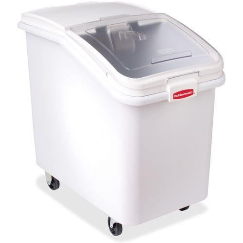 Rubbermaid Commercial 360388WH Storage Ware 123.2 quart Ingredient Bin, 1 quart Scoop, Lid - Storing - Dishwasher Safe - White, Clear - 1 Piece(s) / Carton
