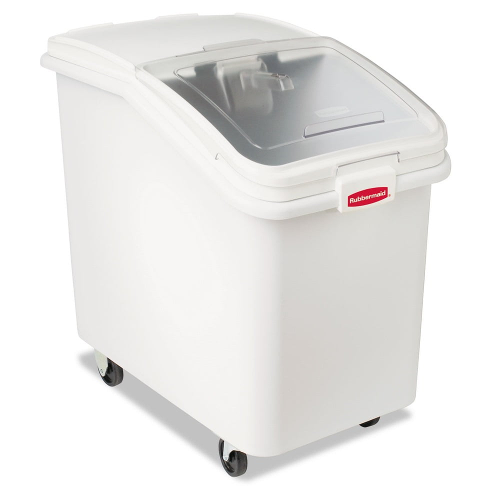 White Plastic Food Storage Bin with Clear Flip Top Lid