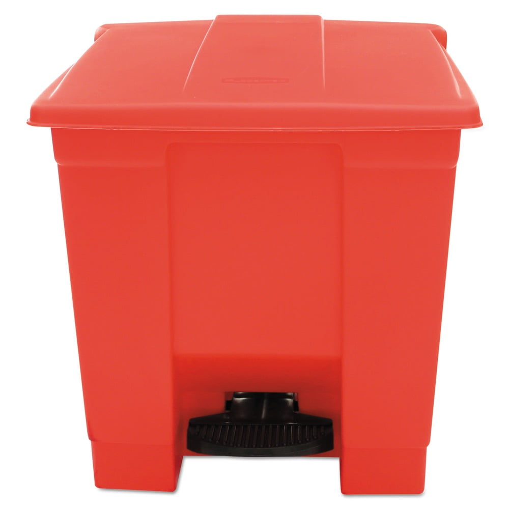 Rubbermaid Commercial FG614300RED 8 Gallon Indoor Utility Step-On Plastic Waste Container - Red
