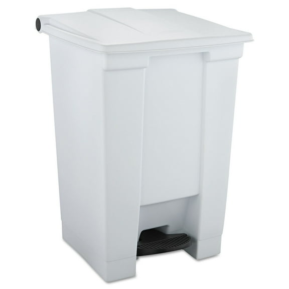 Rubbermaid Indoor Utility Step-On Waste Container Square Plastic 12 gal White