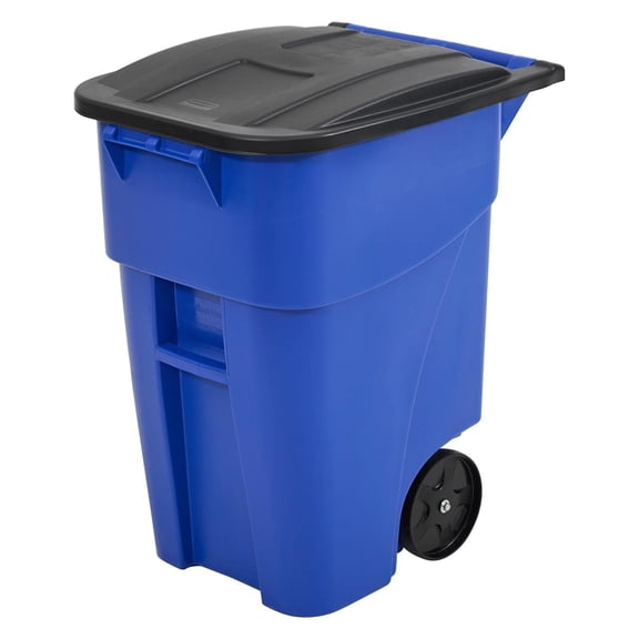 Rubbermaid Commercial FG9W2700BLUE Brute Outdoor 50 Gallon Square Plastic Rollout Container - Blue