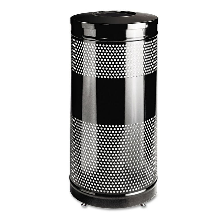 Classics Perforated Open Top Receptacle, 25 gal, Steel, Black Classics Perforated Open Top Receptacle, 25 gal, Steel, Black