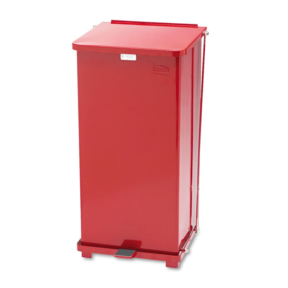 Rubbermaid Commercial FGST24EPLRD Defenders Biohazard Step Can, Square, Steel, 24gal, Red, Garbage Cans for Home Office