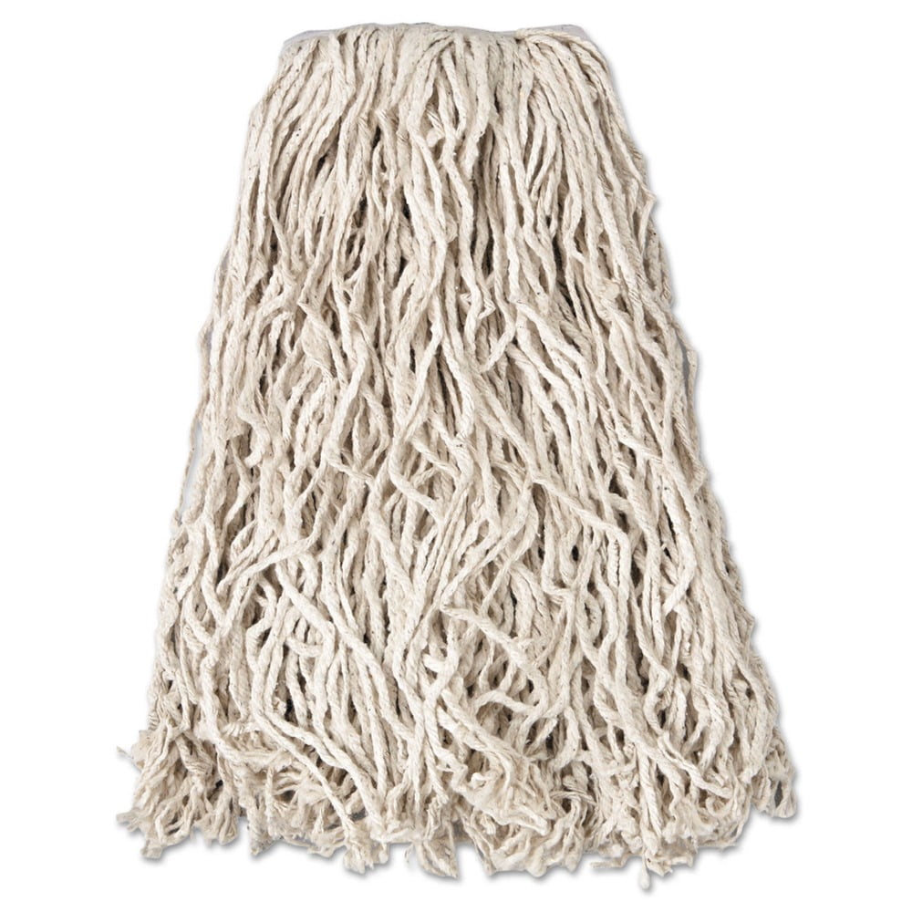 White Cotton Wet Mop Head with 1" Band, 20 oz, 12-Pack