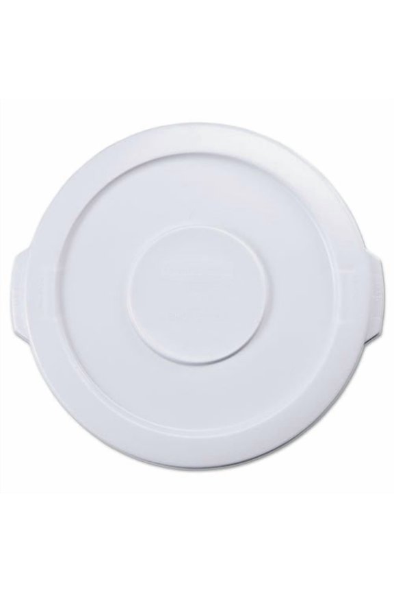 Rubbermaid Commercial Flat Top Lid for 10 gal Round BRUTE Containers, 16"Diameter, White -RCP2609WHI