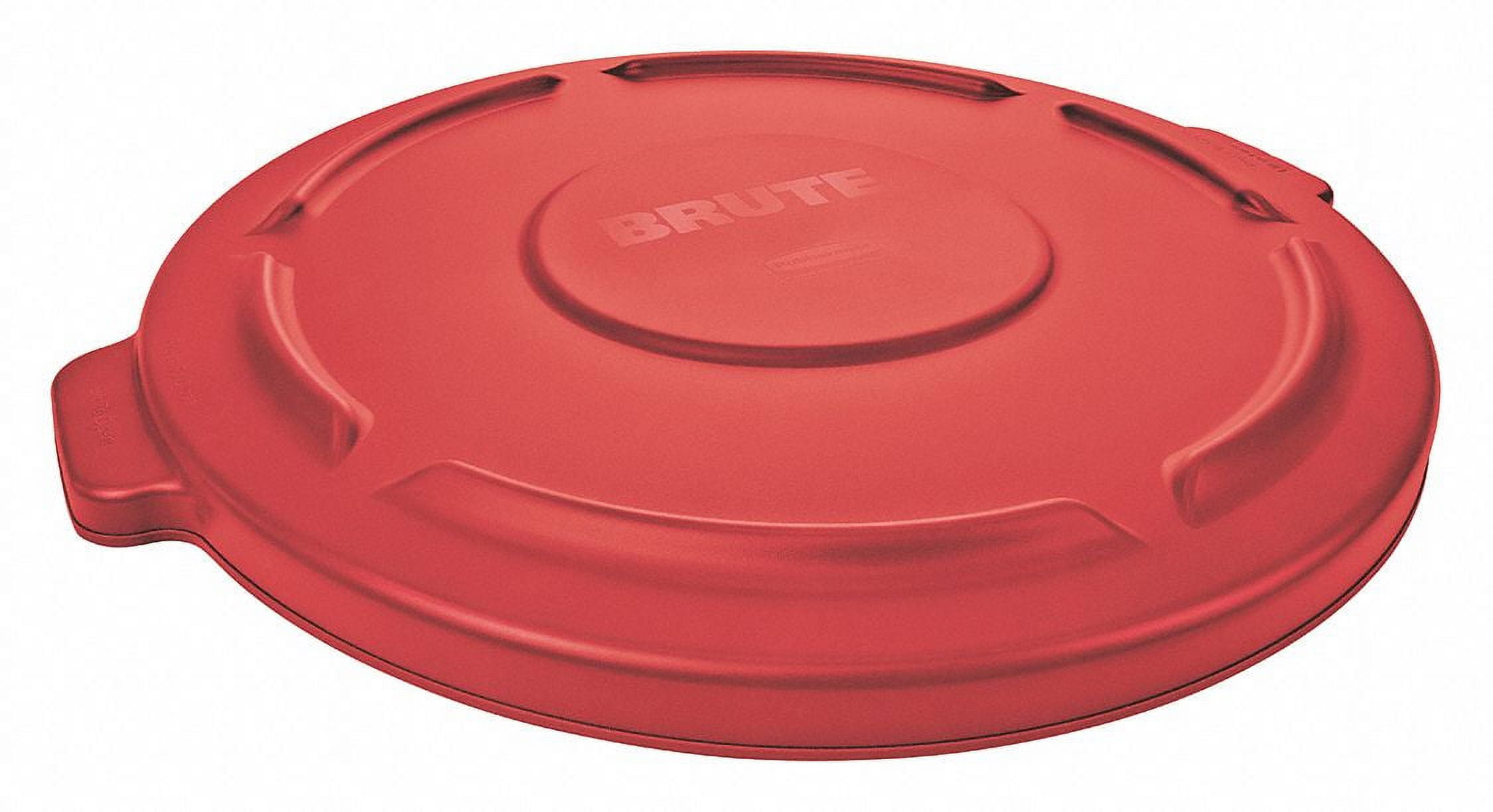 RUBBERMAID COMMERCIAL PRODUCTS Rubbermaid Commercial Flat Top Lids for 20-Gallon Round Brute Containers, Red, 6 count