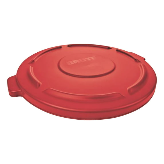 Rubbermaid Commercial Flat Top Lids for 20-Gallon Round Brute Containers, Red, 6 count